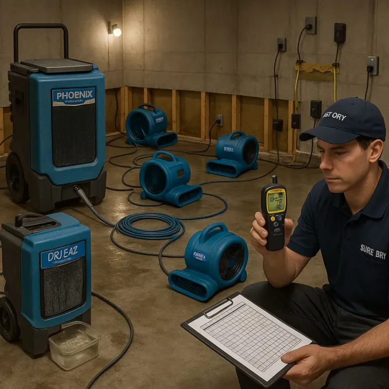 Structural Drying and Dehumidification process in Roland, OK